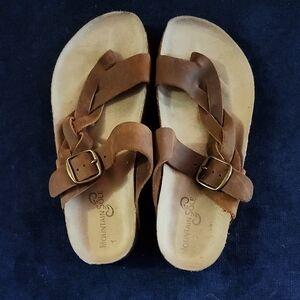 Mountain Sole Women's Slip-on Comfort Sandal With Braided Leather Size 7